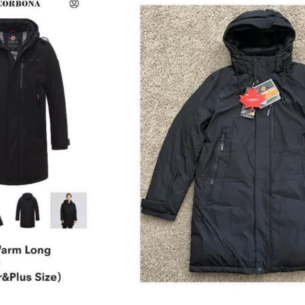 NEW MEN’S LARGE CORBONA ARCTIC ULTRA WARM LONG PADDED LINED COAT - Picture 10 of 12